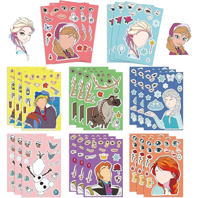 LHST 24 Sheets Make a Face Frozen Stickers for Girls Boys, Make Your Own Stickers for Kids Toddlers, Preschool Children Crafts Party Favor, Rewards, Art Craft, Birthday Gift (Frozen) - Image 1
