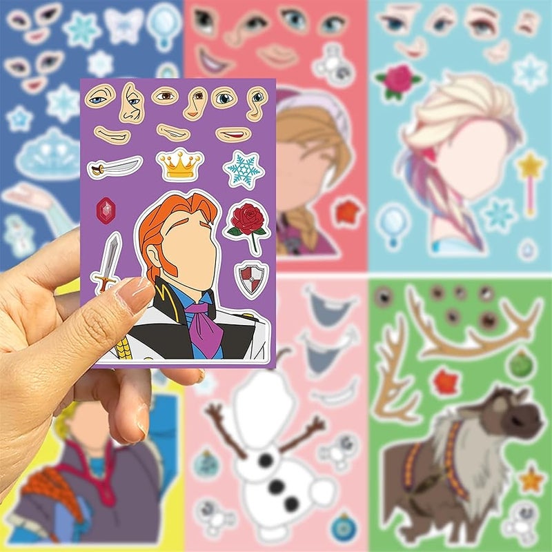 LHST 24 Sheets Make a Face Frozen Stickers for Girls Boys, Make Your Own Stickers for Kids Toddlers, Preschool Children Crafts Party Favor, Rewards, Art Craft, Birthday Gift (Frozen) - Image 3