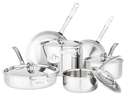 Viking Culinary 3-Ply Stainless Steel Cookware Set with Metal Lids, 10 Piece, Dishwasher, Oven Safe, Works on All Cooktops including Induction,Silver - Image 3