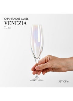 Krosno Krosno Rainbow Champagne Flutes, Set of 6, 5.6 oz, Iridescent Collection, Ideal for Celebrations and Special Occasions, Lead-Free Glass, Handwash Only, Made in Europe  - Image 3