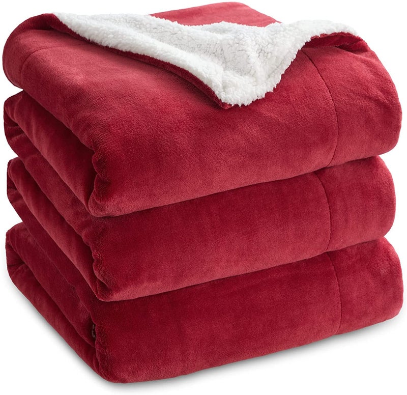 VAS COLLECTIONS All-Seasons Super Soft Flannel Solid/Plain Blanket/Ac Dohars/Duvet/Quilt for Summer, Red & Maroon, Size 225X230 Cm (Double), 200 TC - Image 1