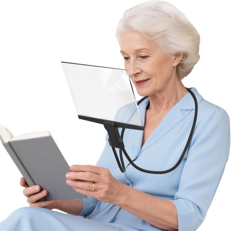 Hands-free Magnifying Glass: 5x Magnification 6.5*9.5 Inches Large Viewing Area - Flexible Gooseneck Detachable Neck Wear Magnifier for Seniors Low Vision Aid Reading Sewing - Image 2
