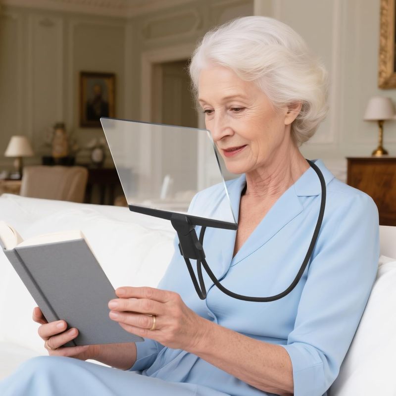 Hands-free Magnifying Glass: 5x Magnification 6.5*9.5 Inches Large Viewing Area - Flexible Gooseneck Detachable Neck Wear Magnifier for Seniors Low Vision Aid Reading Sewing - Image 3