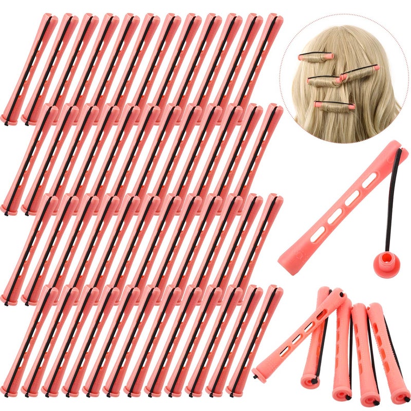WILLBOND 48 Pieces Plastic Pink Perm Rods Long Variety Hair Perm Rods Hair Curling Roller Accessories for Women Hairdressing Styling Tools