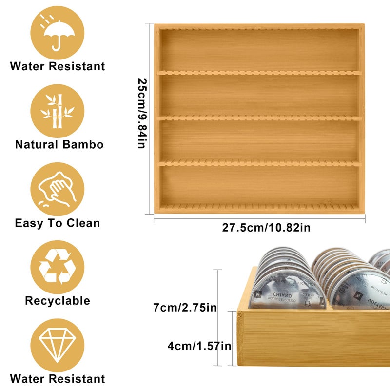 MinBoo Bamboo Coffee Pod Storage Holder Drawer Insert for Counter Compatible with Vertuoline Capsules for Kitchen, Home, Office, Coffee Station,Small - Image 2