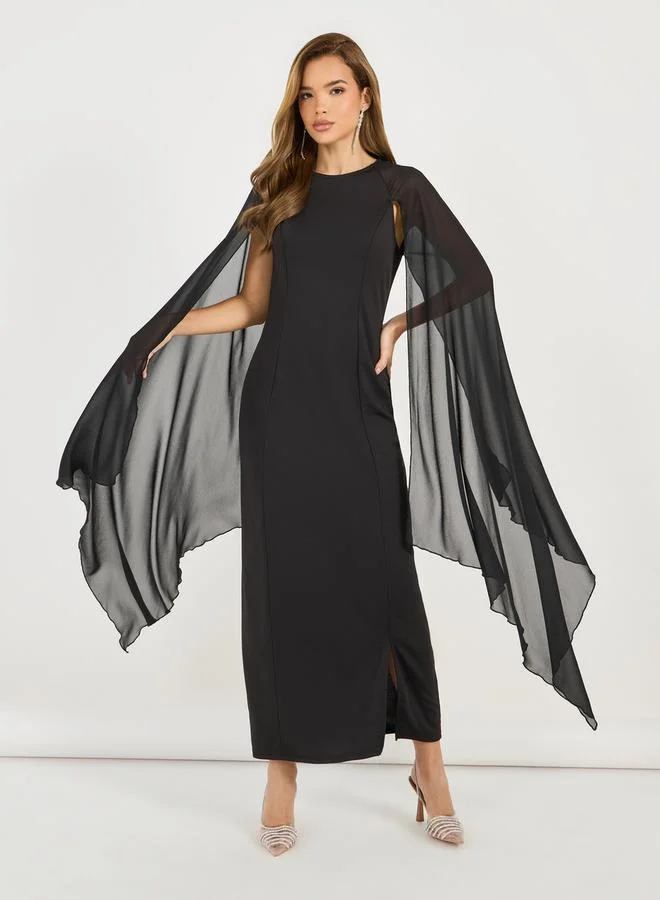 Styli High Neck Lace Details Front Jalabiya