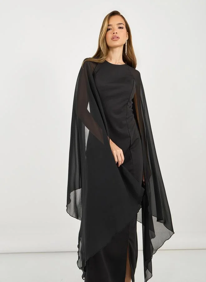 Styli High Neck Lace Details Front Jalabiya