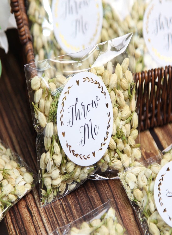 Rainbow Pana 100 Pack Pre-made Clear Confetti Bags with Gold Foil "Throw Me" Stickers | Wedding Petal Toss Packets - Pre-Labeled Empty Bags - Image 5