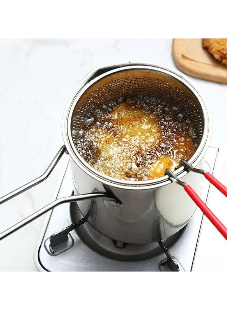 Household 304 Stainless Steel Deep Fryer with Lid Clip & Strainer Basket, Multifunction French Fry Pan Kitchenware for Home Cooking  - Image 5
