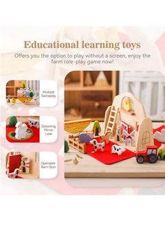M MIAOYAN Wooden Barn Farm Animal Toys for Kids Over 1Years Old, Small Figure Toys Toddler Toys Farm Animals Red Barn Montessori Toy Portable Set for Toddler Girls Boys Over 1 Years Old, Creative Birthday Gift  - Image 5