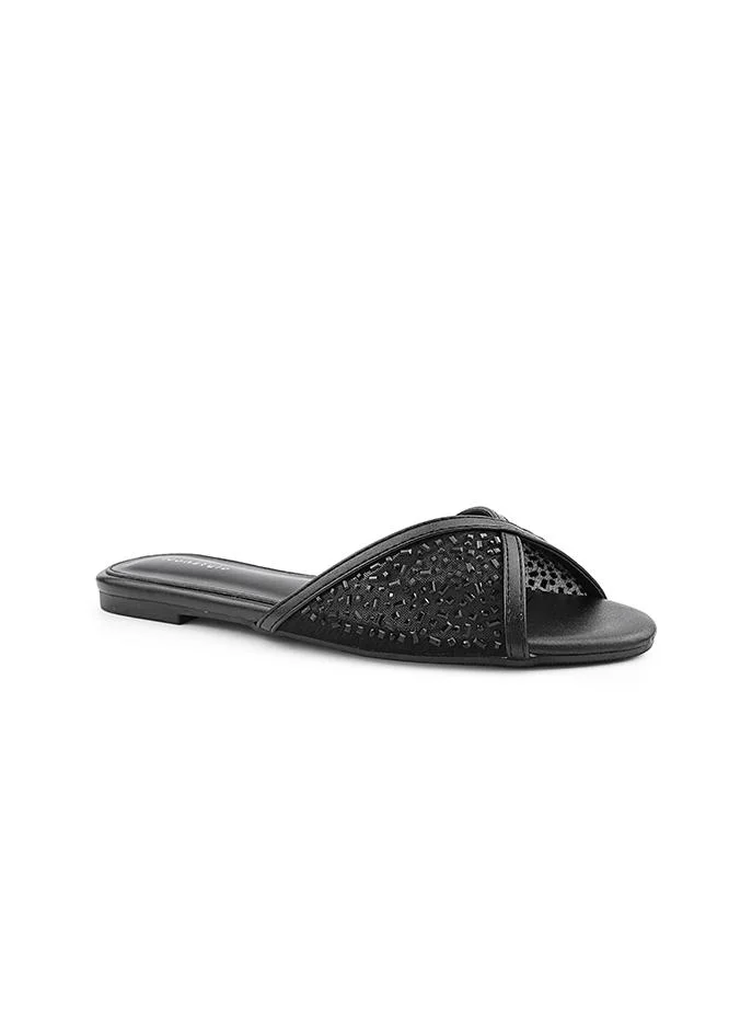 أيقون Iconstyle flat sandal with shiny inspired design.