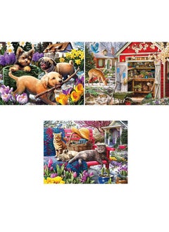 Bits and Pieces Bits and Pieces - Value Set of Three (3) - 300 Piece Jigsaw Puzzles for Adults - Spring Collection Large Piece Jigsaws by Artist Larry Jones - 18” x 24”  - Image 2