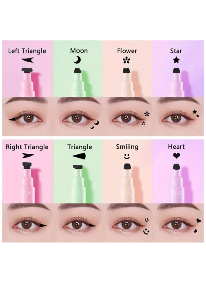 Lameila - Dual Ended Eyeliner Stamp, Waterproof Liquid Eyeliner With Heart Seal Stamp, Long Lasting Seal Eyeliner Pen For Makeup, Eye Decoration Eye Liner Makeup Tool Black - Image 1