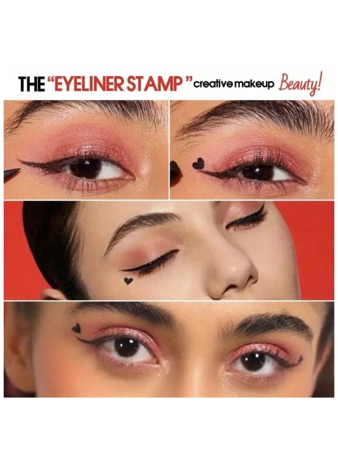 Lameila - Dual Ended Eyeliner Stamp, Waterproof Liquid Eyeliner With Heart Seal Stamp, Long Lasting Seal Eyeliner Pen For Makeup, Eye Decoration Eye Liner Makeup Tool Black - Image 1