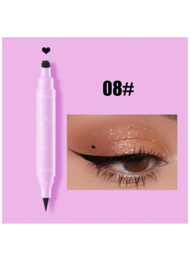 Lameila - Dual Ended Eyeliner Stamp, Waterproof Liquid Eyeliner With Heart Seal Stamp, Long Lasting Seal Eyeliner Pen For Makeup, Eye Decoration Eye Liner Makeup Tool Black - Image 1