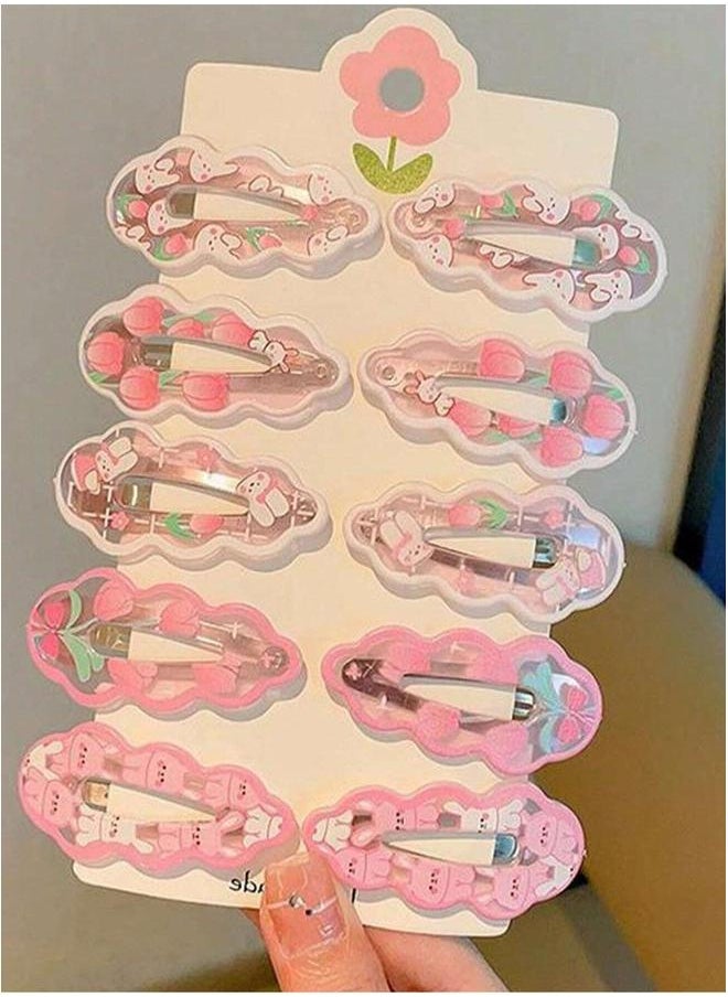 NIBEMINENT 10-Piece Tulip Rabbit Hair Clips, No Harm to Scalp Small Suitable for Daily Use and Head Accessories  - Image 4