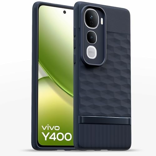 Pikkme Back Cover for Vivo Y400 5G Camera Protection 3D Hexa Cube Design Silicone Protective Bumper Case (Blue) - Image 1