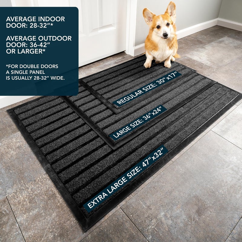 ubdyo Extra Durable Door Mat - Dirt Trapping Outdoor Welcome Mats - Non-Slip Outdoor Indoor Entrance - Low Profile Front Doormat (30" x 17", Bright Black) - Image 3