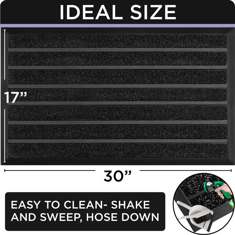 ubdyo Extra Durable Door Mat - Dirt Trapping Outdoor Welcome Mats - Non-Slip Outdoor Indoor Entrance - Low Profile Front Doormat (30" x 17", Bright Black) - Image 2