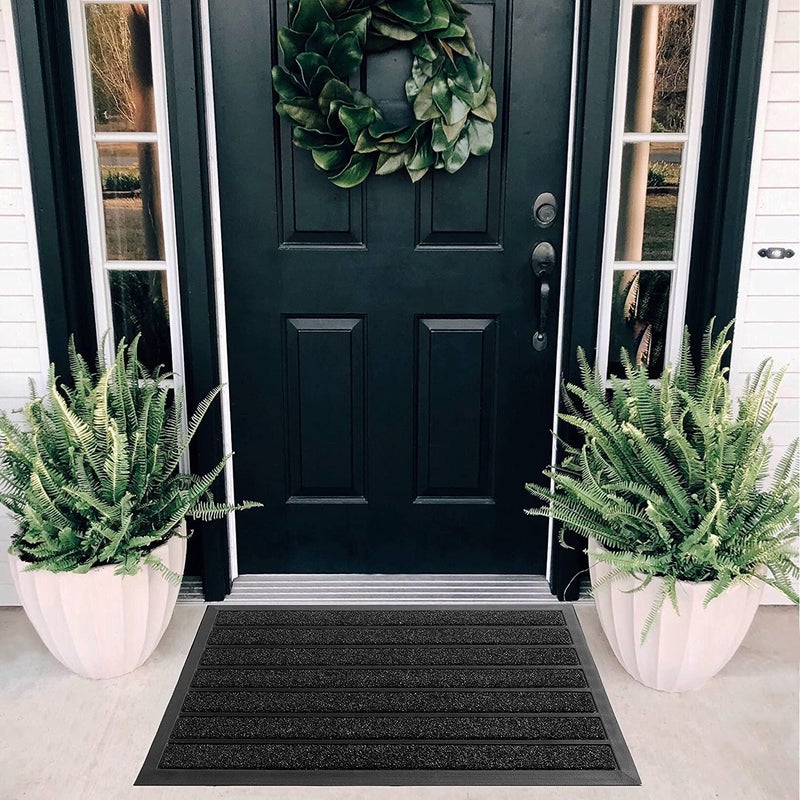 ubdyo Extra Durable Door Mat - Dirt Trapping Outdoor Welcome Mats - Non-Slip Outdoor Indoor Entrance - Low Profile Front Doormat (30" x 17", Bright Black) - Image 5