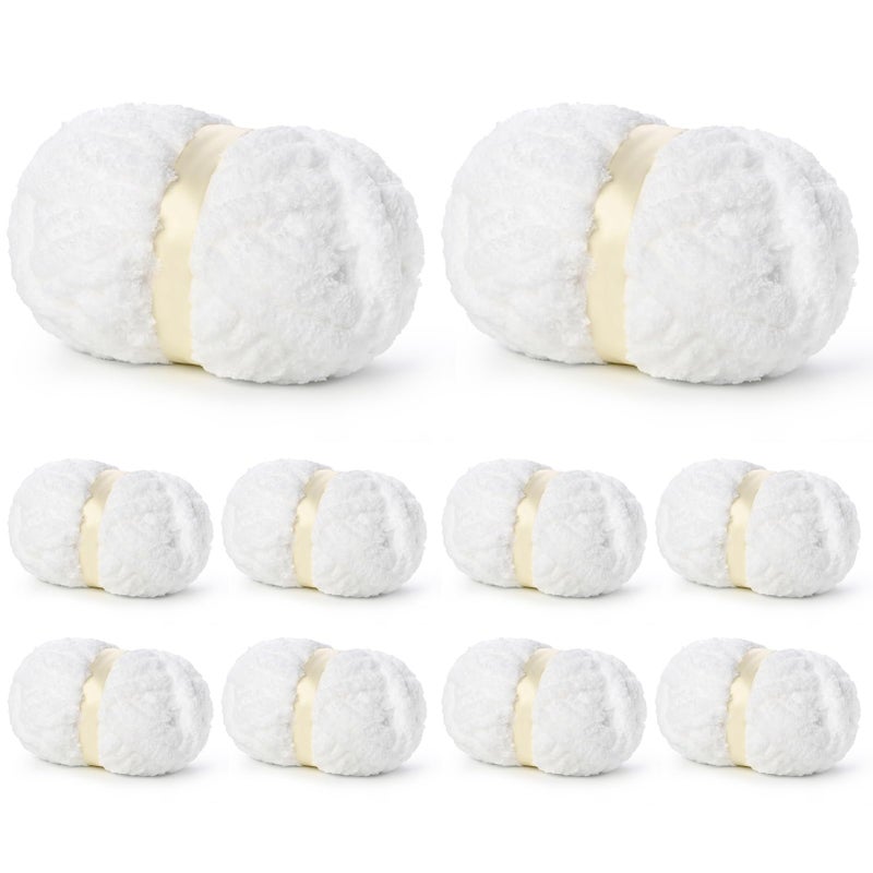 OMoiut 10 Pack of Snow White Soft Jumbo Chunky Yarn for Hand Knitting,Thick Blanket Yarn for Crocheting, #10 Super Bulky Yarns, 220yds/70.5oz Fluffy Chunky Chenille Yarns for Crocheting. - Image 1