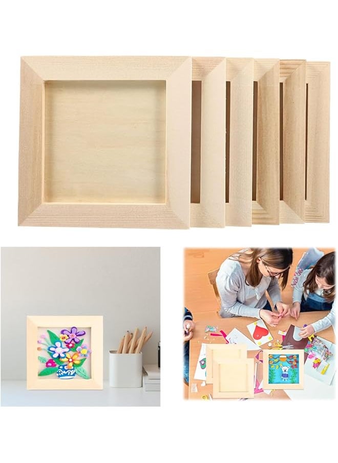 erorex Wooden Picture Frames Unleash Creativity With 6 Diy Perfect 4.7X4.7 Inch Unfinished Wood Photo Frames For Kids And Adults. Ideal For Arts Crafts And Diy Painting Projects  - Image 1