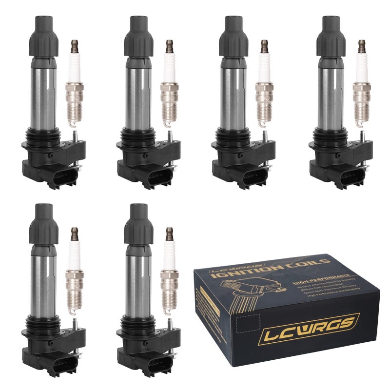 Set of 6 Ignition Coil Pack and Spark Plugs for GMC Acadia Terrain Chevy Traverse Impala Equinox Malibu Cadillac SRX Buick Enclave 2010 2012 2013 2014 2015 2016 36 V6 Replaces UF569