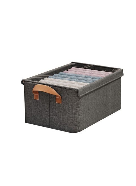 Dressing Organizer with Transparent Cover – Foldable Clothes Storage Box – Heavy Linen Fabric with Metal Frame – Suitable for Wardrobes & Storage