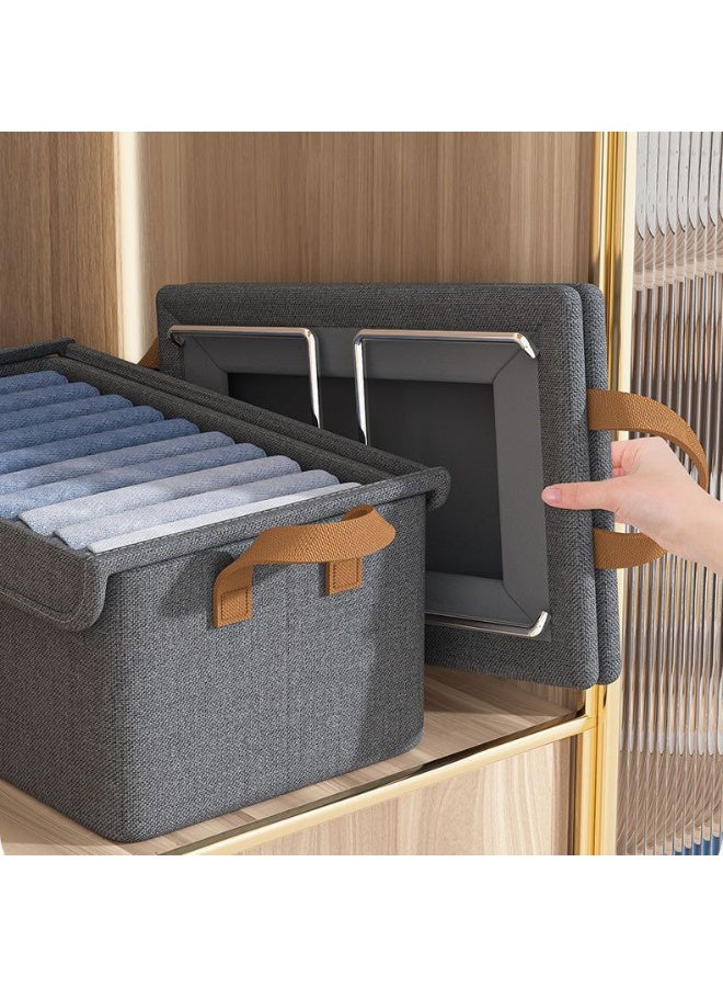 منظم دريسينج بالغطاء الشفاف – بوكس تنظيم ملابس قابل للطي – خامة كتان تقيل مع هيكل معدني – مناسب للدولاب والتخزين - Image 3
