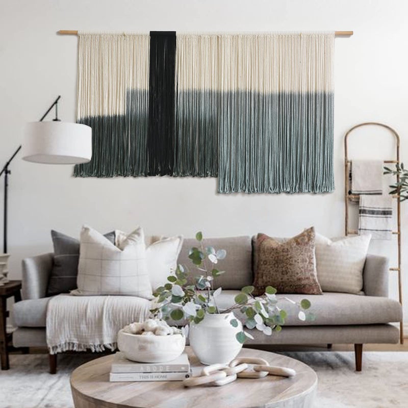 Flber Macrame Wall Hanging Large Dip Dye Tapestry Fiber Wall Art Boho Living Room Bedroom Macrame Wall Decor 59''Wx35''L - Image 2