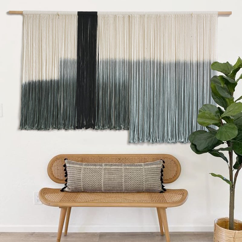 Flber Macrame Wall Hanging Large Dip Dye Tapestry Fiber Wall Art Boho Living Room Bedroom Macrame Wall Decor 59''Wx35''L - Image 1