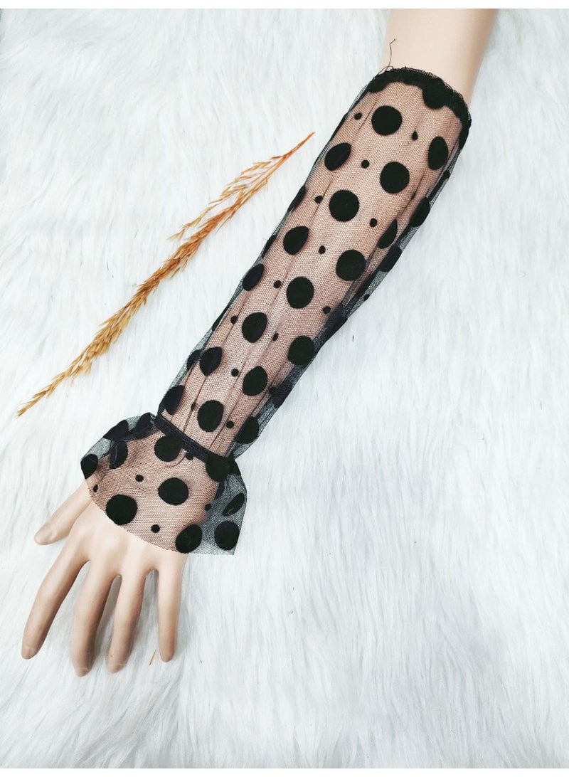 Women's 3-Piece Wrist Sleeve & Fingerless Gloves Set – Sheer Tulle Assorted Designs - Image 2