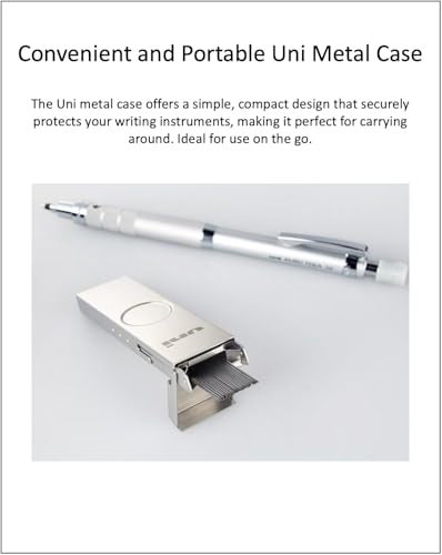 QULLITY Uni Metal Case + Uni Refill 0.5mm HB, Black slim pen case - Image 2