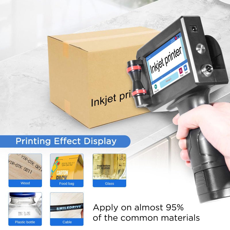 ZHONGMIN Handheld Inkjet Printer with 42ml Quick-Drying Ink Cartridge, Portable Ink Jet Coding Machine for Text/Date/Batch Number/QR Code/Barcode/Logo, Print Height from 0.08 to 0.5 Inch (ZM-C800) - Image 3