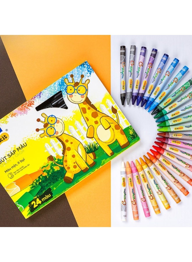 FLEXOFFICE Wax Crayon Colored non-toxic  Paper Box, 24 Colors, Easy to Carry, Ideal Gift for Beginners and Children, Multi-Color It's completely safe for children - Image 2