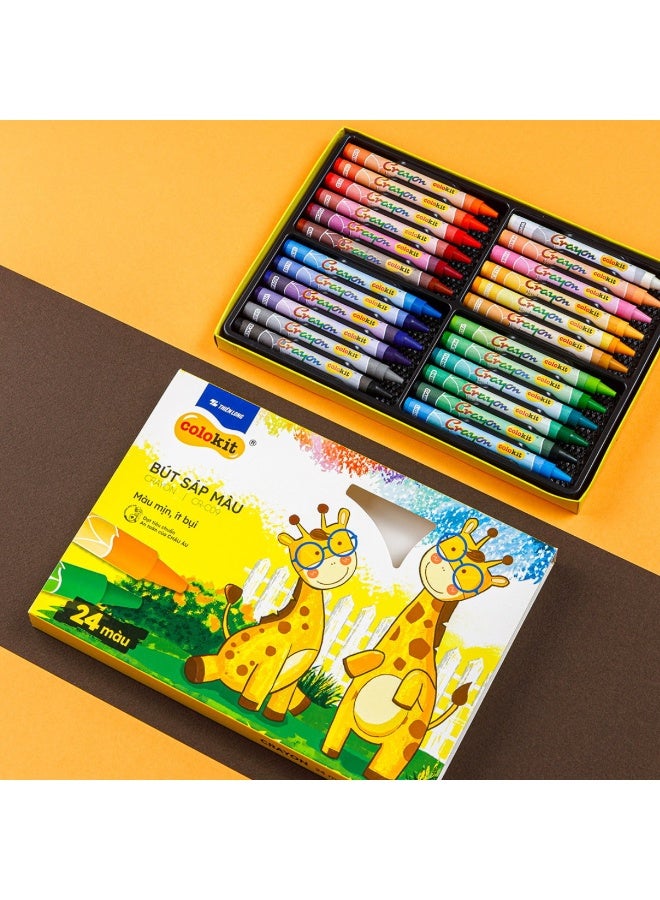 FLEXOFFICE Wax Crayon Colored non-toxic  Paper Box, 24 Colors, Easy to Carry, Ideal Gift for Beginners and Children, Multi-Color It's completely safe for children - Image 4