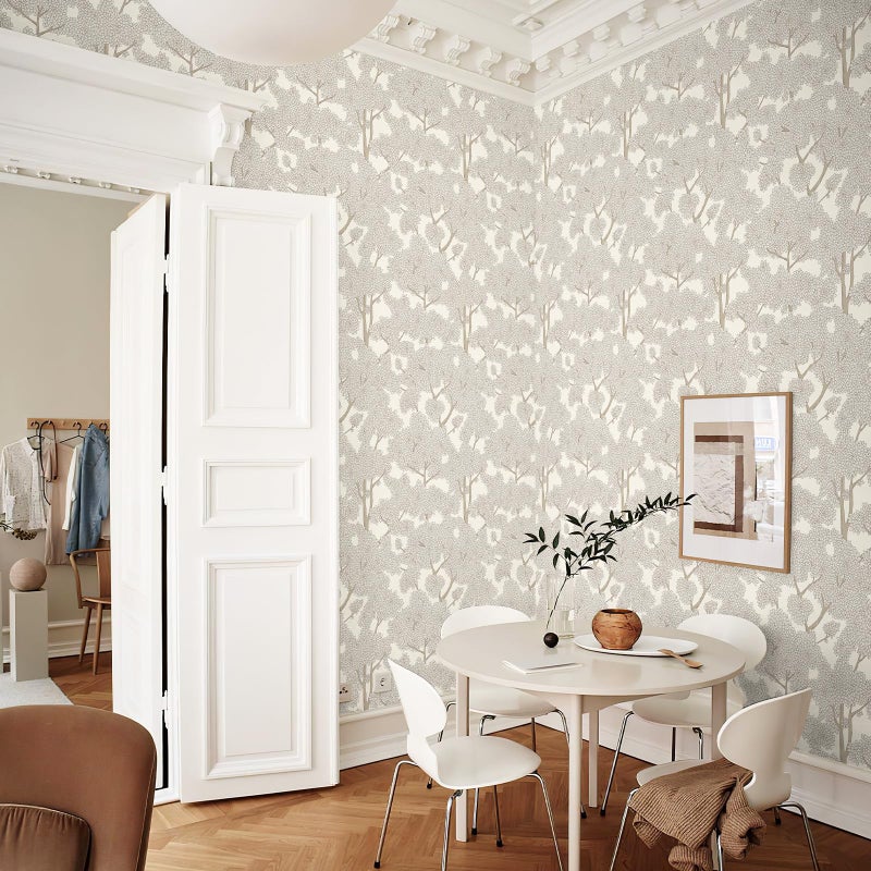 JiffDiff Tree Wallpaper Peel and Stick Jungle Wall Paper Forest Mural Stick on Wallpaper Modern Waterproof Self Adhesive Contact Paper (17.3" x 120" Cream) - Image 3