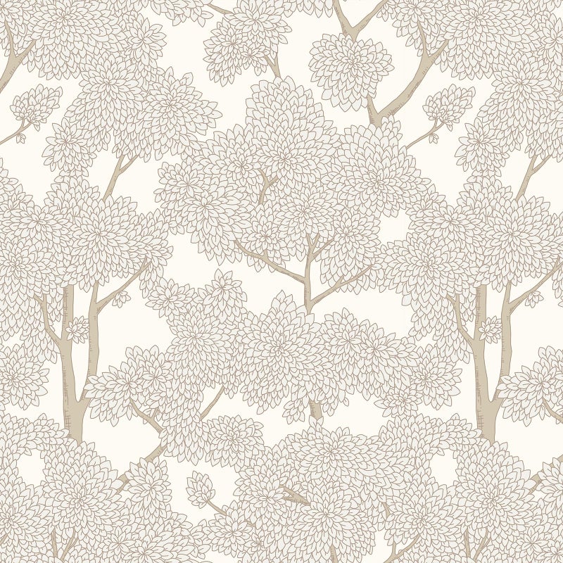 JiffDiff Tree Wallpaper Peel and Stick Jungle Wall Paper Forest Mural Stick on Wallpaper Modern Waterproof Self Adhesive Contact Paper (17.3" x 120" Cream) - Image 1
