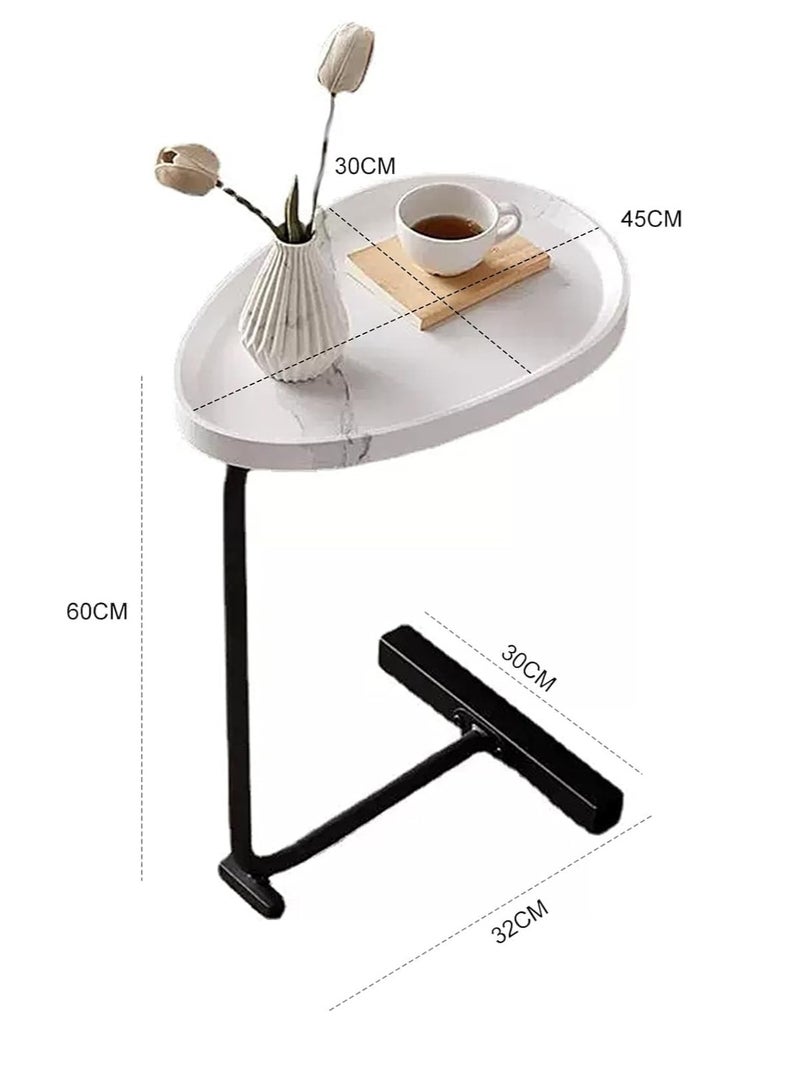 دوسالا طاولة صغيرة على شكل حرف C، طاولة جانبية جديدة، طاولة سرير مستديرة ضيقة، طاولة قهوة، طاولة عشاء، صينية تلفزيون، وجبة خفيفة، مشروب، طاولة نهائية رفيعة باللون الذهبي، بسيطة وعصرية، معدن وخشب (أبيض/أسود) - Image 1