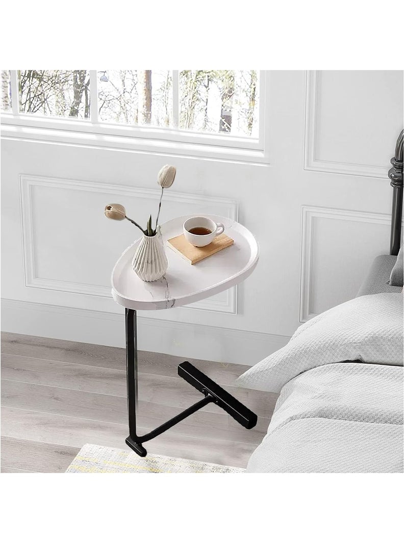 دوسالا طاولة صغيرة على شكل حرف C، طاولة جانبية جديدة، طاولة سرير مستديرة ضيقة، طاولة قهوة، طاولة عشاء، صينية تلفزيون، وجبة خفيفة، مشروب، طاولة نهائية رفيعة باللون الذهبي، بسيطة وعصرية، معدن وخشب (أبيض/أسود) - Image 5