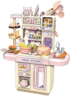 Generic Kitchen Toys with Realistic Steam and Light, 39 Piece Kitchen Accessories Set, Mini Kitchen Set for Kids, Pretend Play Food Toys for Boys Girls Age 3+ (Purple) 36T-8