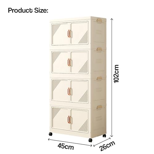 House of Quirk Plastic Storage Bins for Closet Organizers, Folding Storage Box, Open Front Door, Collapsible Storage Bins 45cm (2 Layer, Beige) - Image 3