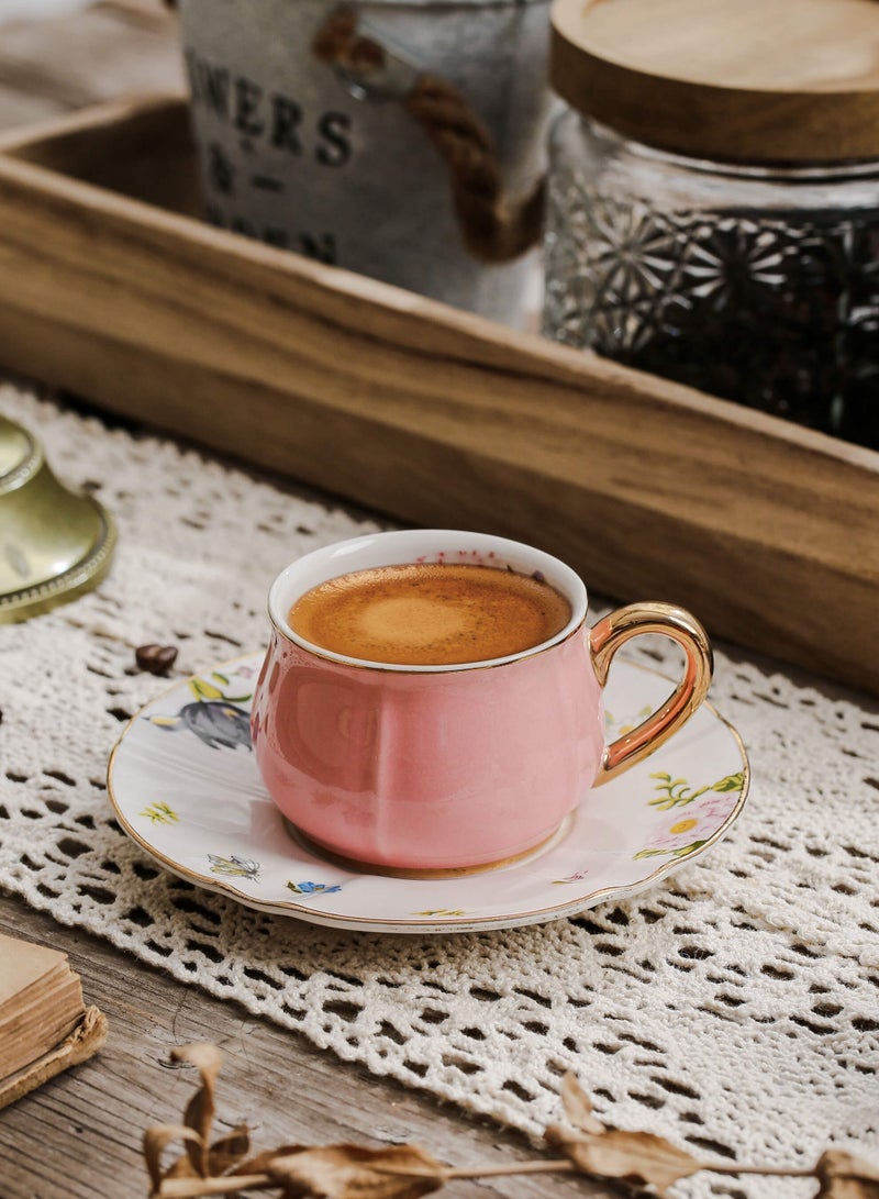 Shuer Ceramic Coffee cup, Espresso cup，Arabic coffee cup，Turkish coffee cup, Cup and Saucer Set Suitable for Home Office Restaurant Gifts Garden Party Home Afternoon Tea Set - Image 1