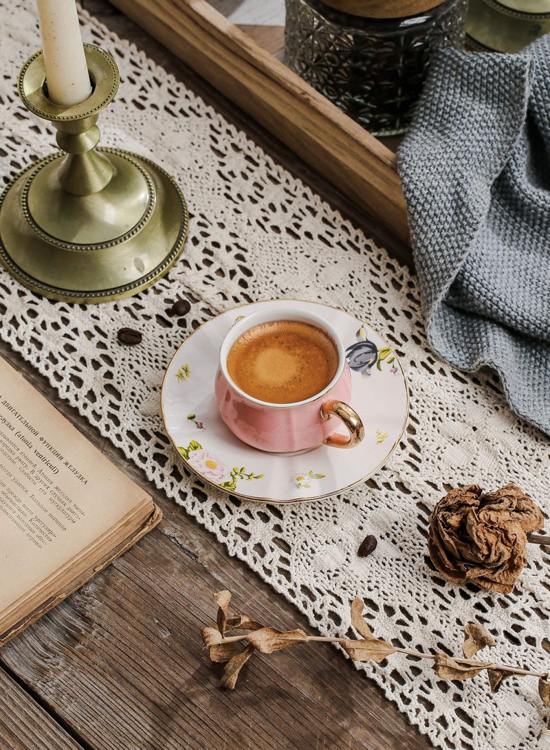 Shuer Ceramic Coffee cup, Espresso cup，Arabic coffee cup，Turkish coffee cup, Cup and Saucer Set Suitable for Home Office Restaurant Gifts Garden Party Home Afternoon Tea Set - Image 2