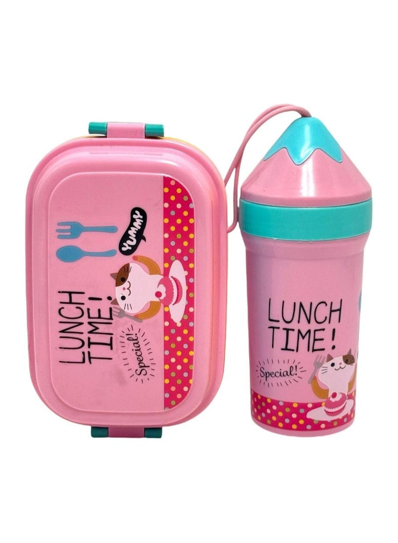 QSHOP QSHOP® Lunch Box with Drinking Bottle Bento Lunch Box Set for Kids Girls Boys Leakproof Portable Containers Multiple Compartments for School Safe BPA Free - Image 1