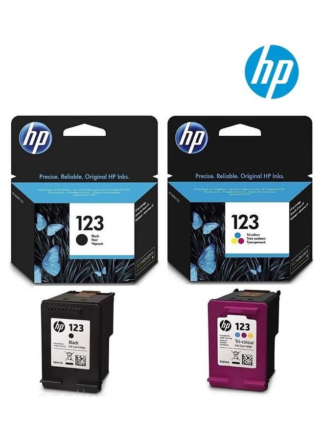 HP مجموعة مكونة من 2 خرطوشة حبر أصلية 123 - Image 1