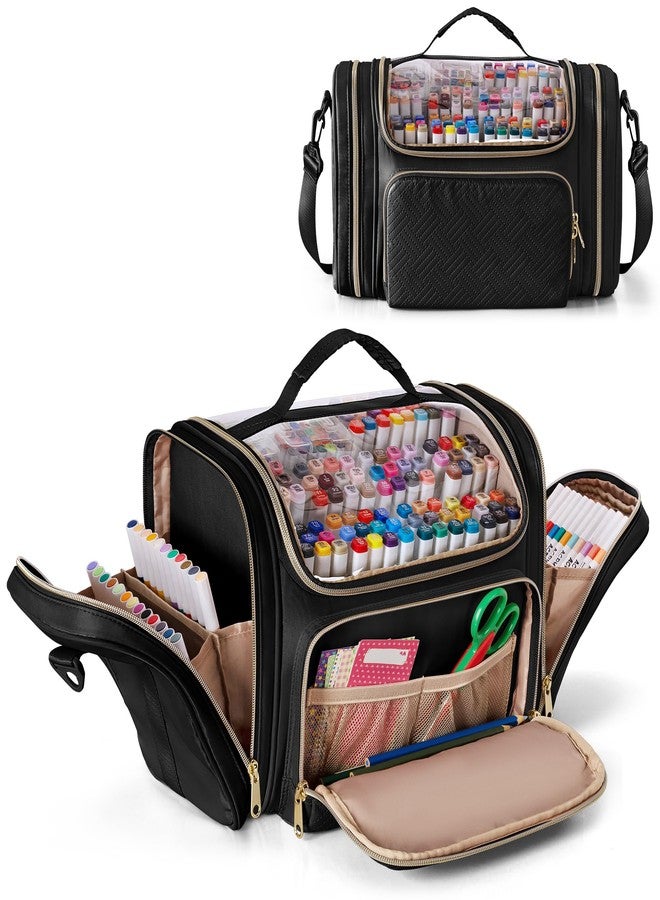 Rexmica Marker Organizer Case Bag for 200-300 Markers, Large Marker Storage Bag with Detachable Divider for Adults, Marker Travel Holder Case Bag for Various Markers or Other Art Craft Supply, Black - Image 1