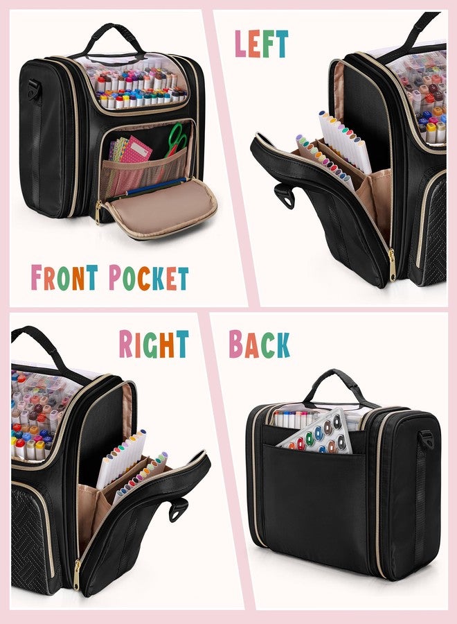 Rexmica Marker Organizer Case Bag for 200-300 Markers, Large Marker Storage Bag with Detachable Divider for Adults, Marker Travel Holder Case Bag for Various Markers or Other Art Craft Supply, Black - Image 3
