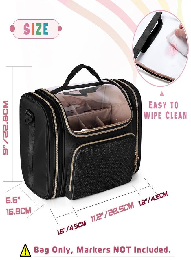 Rexmica Marker Organizer Case Bag for 200-300 Markers, Large Marker Storage Bag with Detachable Divider for Adults, Marker Travel Holder Case Bag for Various Markers or Other Art Craft Supply, Black - Image 4