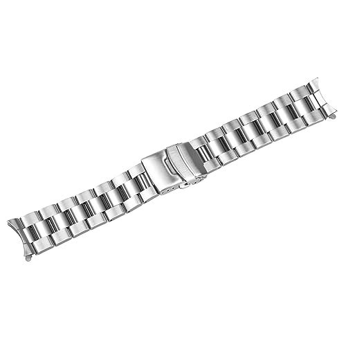 Juntan 22mm Watch Band Stainless Steel, Curved Solid End Tapered Metal Watch Strap Bracelet for Men Women Deployment Double FlipLock Buckle Brushed Polished Silver - Image 5